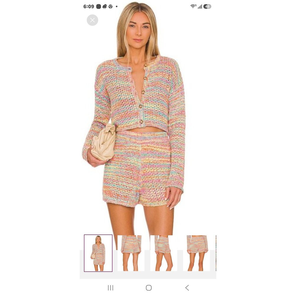 Something Navy Multicolor Knit Sweater Shorts Rainbow Space Dye NWT Large